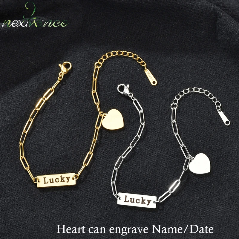 Nextvance Fashion Heart Bracelets Engrave Name Date Stainless Steel