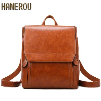 

Vintage Backpack women Oil Wax Leather Female Brand Backpack Large Capacity School Bag for Girls Leisure Shoulder Bags for Women