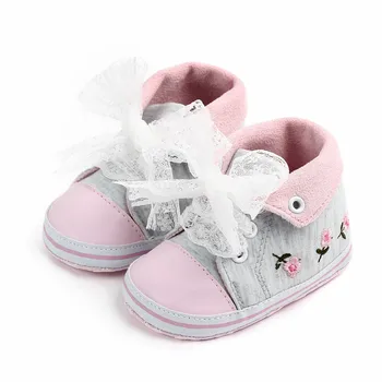 Baby Girl Shoes White Lace Floral Embroidered Soft Shoes Prewalker Walking Toddler Kids Shoes First Walker free shipping 10