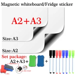 Autocollant de tableau blanc magnétique doux, 2 pièces, pour réfrigérateur, maison, bureau, cuisine, école, papeterie, effaçable à sec, marqueur de tableau blanc 