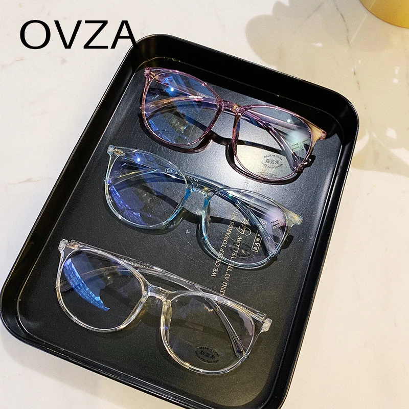 OVZA TR90, компьютерные очки, мужские, Ретро стиль, овальный, синий светильник, блокирующая оправа для очков, ультра светильник, оптическая оправа, высокое качество, S5002