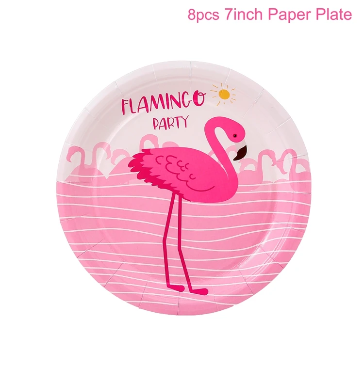 plate 7inch 8pcs QIFU Фламинго гирлянды вечерние Фламинго Декор огни Фламинго вечерние украшения тропический летняя пляжная одежда для свадьбы, дня рождения Декор - Цвет: plate 7inch 8pcs