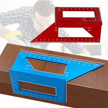 

3D Aluminum Alloy Angle Measuring Square Woodworking Scribe Measuring Ruler Measure Tool with Gauge and Ruler