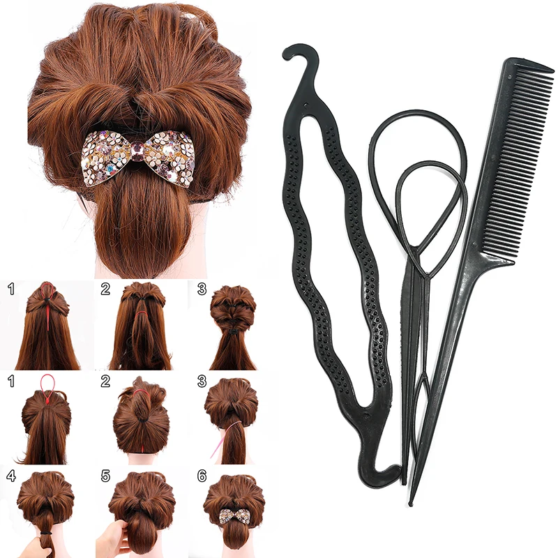 1Set Ponytail Hair Styling Tools Plastic Needle Ponytail Topsy Loop