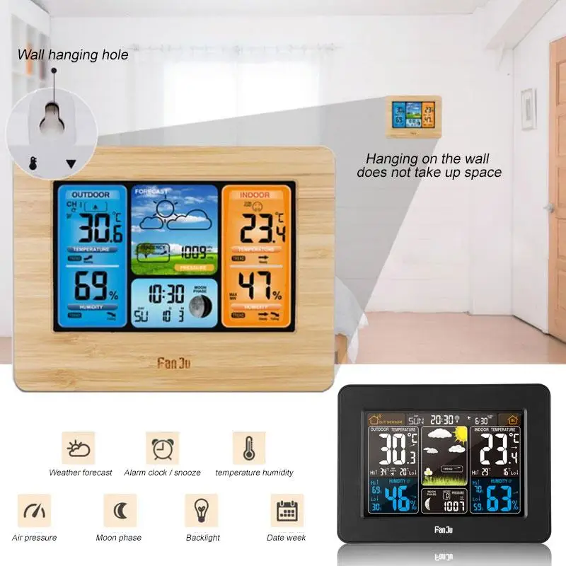 

Thermometer Clock Plastic Indoor Humidity Livingroom Digital Date Snooze Function Digital Alarm Clock Multifunction TS-3310