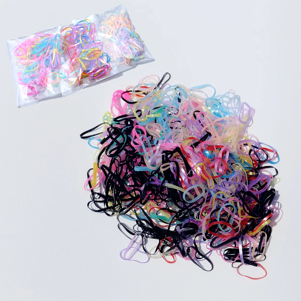 

200/500pcs/set Kids Colorful Small Strong Rubber Bands Ponytail Holder Elastic Hair Bands Hair Accessories For Girls Baby