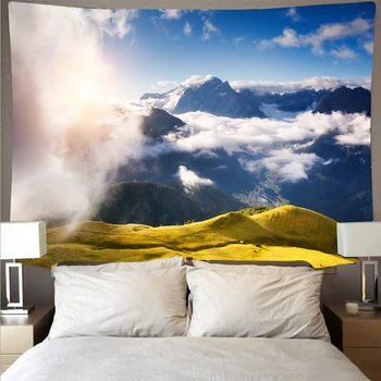 

Beautiful Mountain Forest Lake Wall Covering Printed Tapestry Hanging Polyester Thin Yoga Beach Blanket Wall Towel Psychedelic