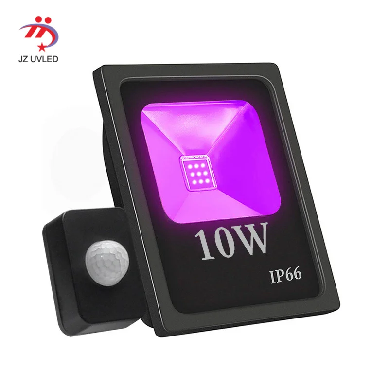 

10W UV LED flood light for Fluorescent Party Stage Spotlights Halloween Black Light Ambient Light Smart PIR Switch Party Neon
