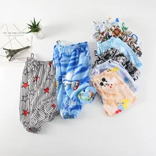 Летняя одежда новые стильные детские противомоскитные штаны-капри из искусственного хлопка с рисунком для мальчиков