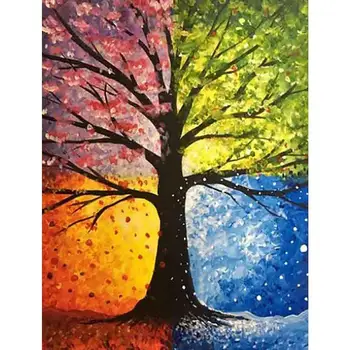 

Diamond Painting Round Drill 5D Rhinestone Four Season Tree Cross Craft Leisure Craft Art