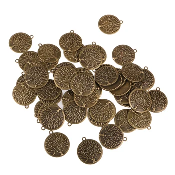 

50Pcs Antique Round Tree Of Life Cabochon Base Setting Tray Bezel