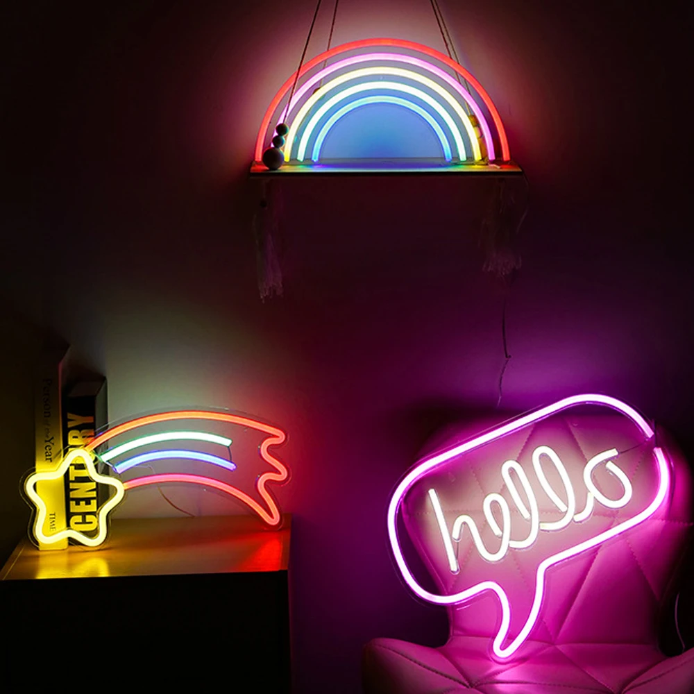 Банановый неоновый светильник Настенный знак Hello Good Vibes светодиодный s с питанием