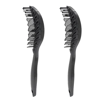 

2Pcs Curved Vent Brush, Barber Blow Drying Brush with Nylon Detangling Pins, Anti-Static Black White Two Color Detangle