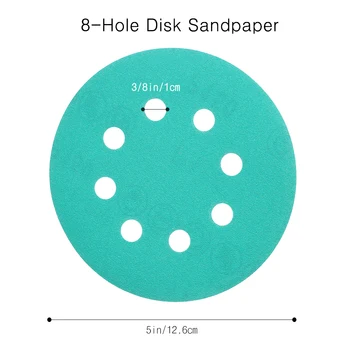 

New 15 Pcs 5in 8-Hole Disk Sandpaper Sanding Disc # 60 to # 2000 Assorted Grits Durable Aluminum Oxide Sandpaper
