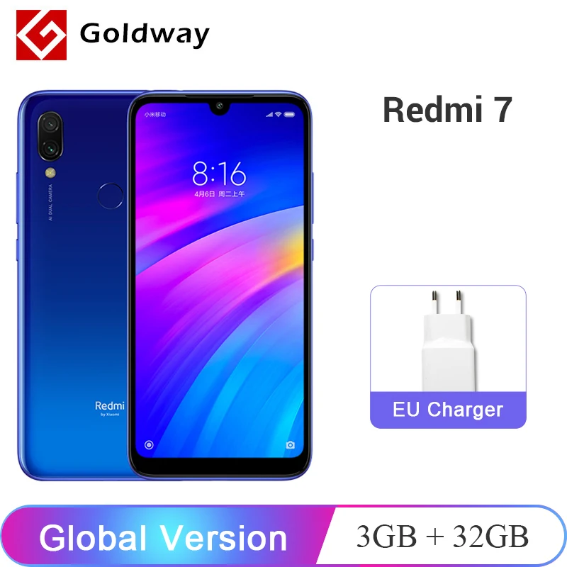 Xiaomi Redmi 7 смартфон с восьмиядерным процессором Snapdragon 632 ОЗУ 3 ГБ ПЗУ 32 4000 мАч 12 МП 6 26