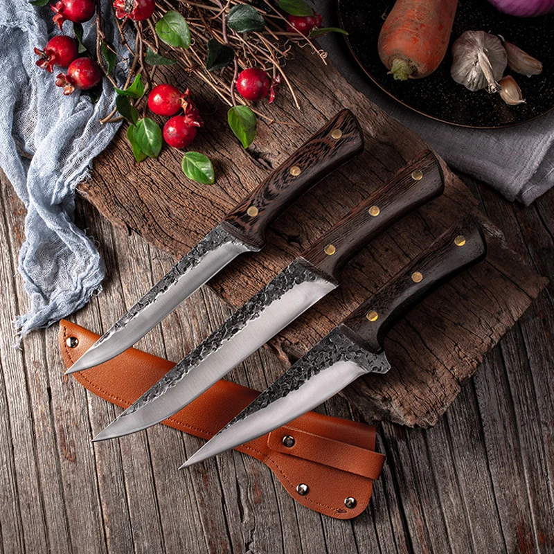 

5CR15 Stainless Steel Meat Cleaver Boning Knife Sharp Slicing Hand Forged Kitchen Knife Chef Butcher Knife Fruit Vegetables Fish