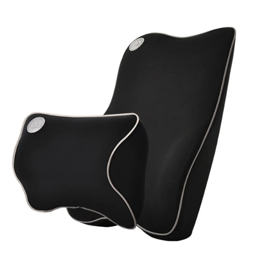 

2pcs/set Ergonomic Lumbar Cushion Zipper Office Headrest Memory Foam Accessories Home Back Solid Car Driving Gift Relieve