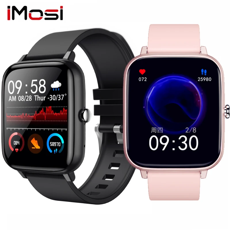 Imosi 1.54 Inch Square Screen P6 Smart Watch Bluetooth Call Men Women Long Standby Battery Smartwatches Heart Rate Fitness PK P8