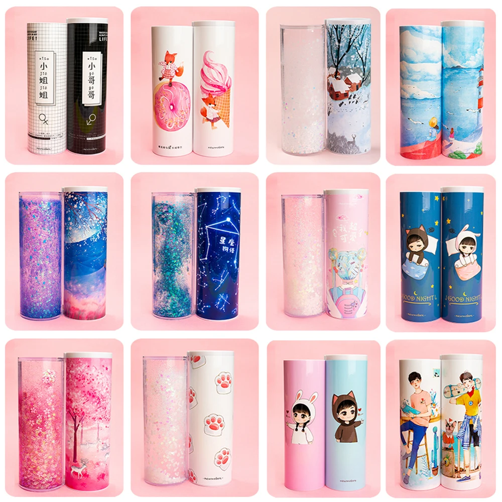  NBX Multifunctional Calculator Pencil Box For School Girl Big Plastic Storage Kawaii Pencil Case Cu