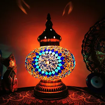 

Table Lamps For Bedroom Bedside Lamp Led Desk Lamp Retro Romantic Small Night Morocco Hotel Bedroom Qing Turkish Handmade Glass