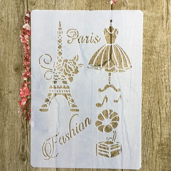 

A4 29 * 21cm Dress Iron tower DIY Stencils Wall Painting Scrapbook Coloring Embossing Album Decorative Paper Card Template