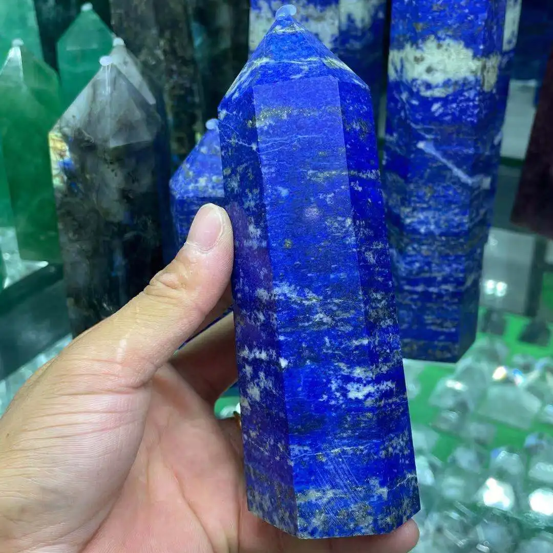 200-1200g Natural lapis lazuli crystal obelisk quartz crystal rod tip healing
