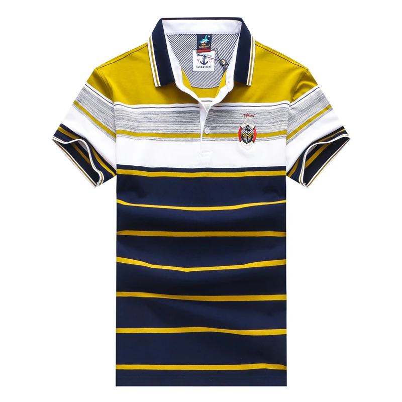 Высокое качество Мужские модные повседневные полосатые поло Homme вышивка Camisa polo мужские рубашки поло плюс размер 3XL полосатые короткие