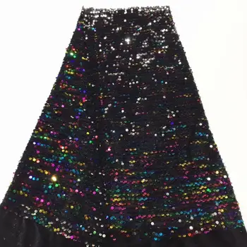 

New wholesale African Tulle Lace fabric High Quality France Lace fabric With Sequins Swiss Voile Lace for wedding Dress FR76