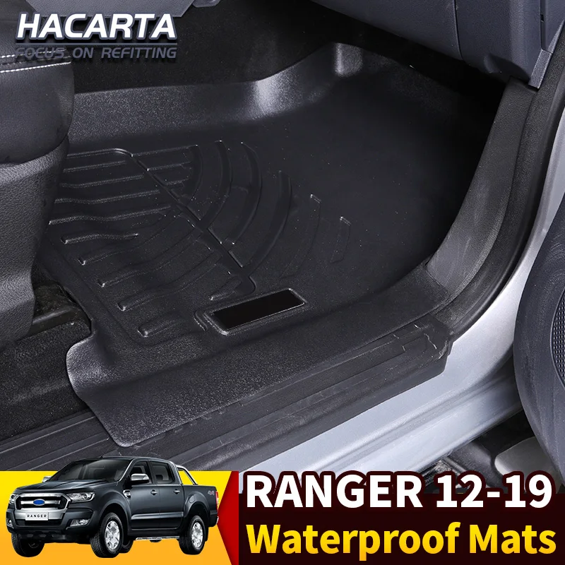  rubber rugs non slip TPE Waterproof Anti-dust Black Car Floor Mat Auto Interior Seat Cushion Front 