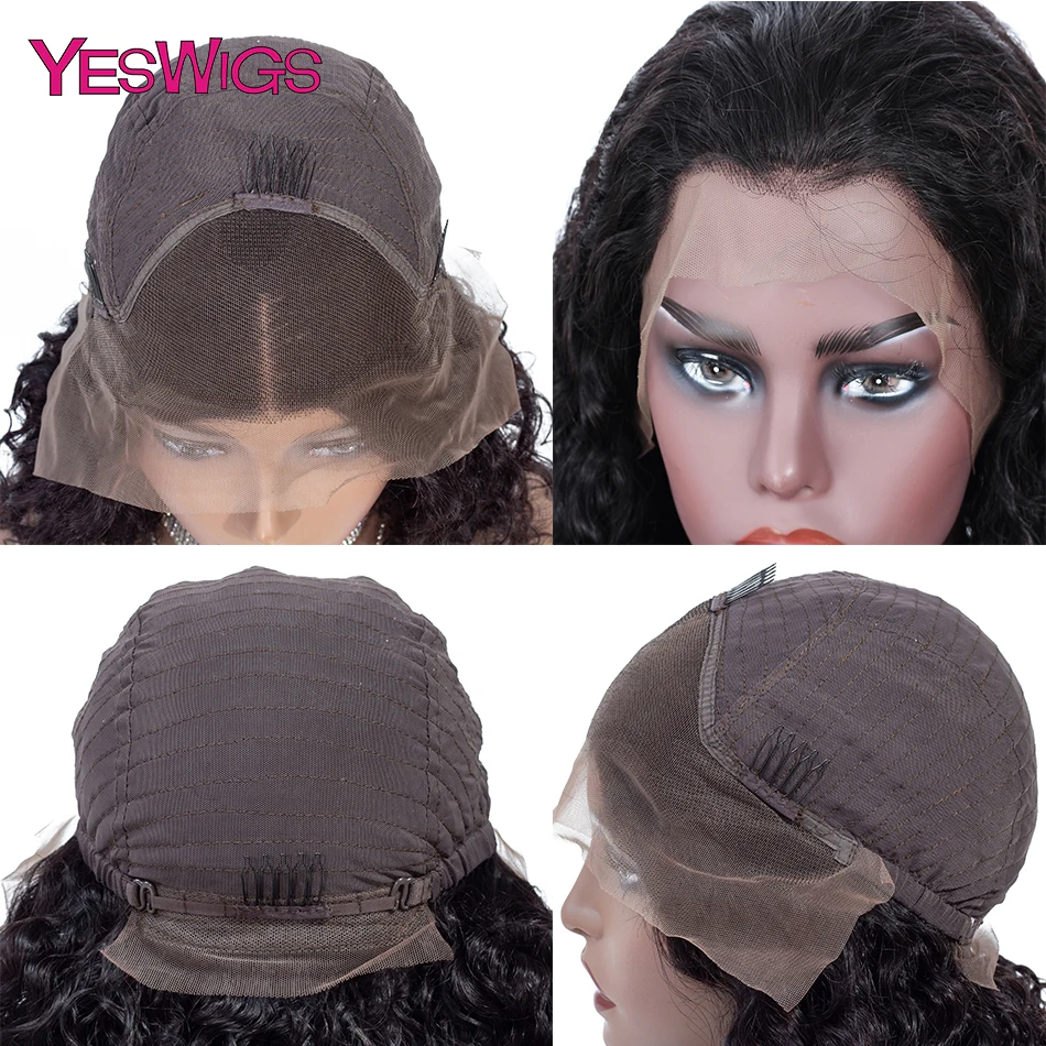 Yeswigs Yaki Straight Wigs Brazilian  Remy Human Hair 13x4 Pre Plucked Lace Front Human Hair Wigs For Black Women