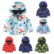 

1-6Y Toddler Baby Boys And Girls Windbreaker Jackets Dinosaur Kids Waterproof Hooded Zipper Coat Outerwear куртка для девочки #4