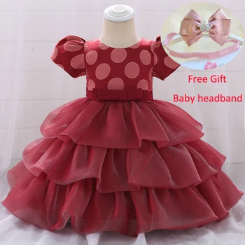

Summer Baptism Dress For Baby Girl Clothes Wedding Baby Dresses Girl Big Dot Birthday Dress Party Princess Cake Dress 3-9 Month