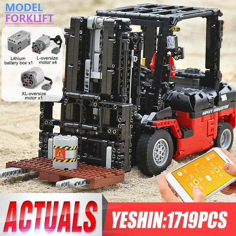 Yeshin моторная техника, игрушечные машинки, 3681, моторный вилочный погрузчик, Mk II, набор, наборы для сборки, игрушки для детей, рождественские подарки, строительные блоки, кирпичи