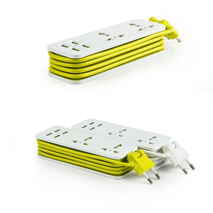 EU/US/UK Plug Extension Socket Outlet Portable Travel Power Strip Surge Protector With 4 USB 5V 2A Output) Smart Charger Wall