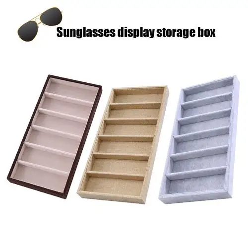 

6 Grid Sunglasses Storage Box Eyeglass Display Organizer Sunglasses Jewelry Display Holder Storage Box Travel Case Tidy Tool