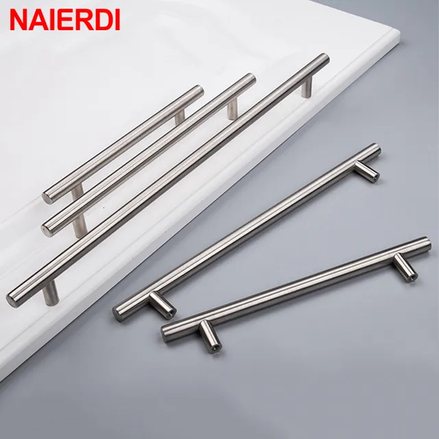 NAIERDI 2 "~ 24'' สแตนเลสตู้จับเส้นผ่าศูนย์กลาง 10 มม.ประตูห้องครัวTบาร์จับดึงลูกบิดเฟอร์นิเจอร์ฮาร์ดแวร์ 1
