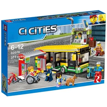 

02078 60154 Compatible with Lepinblock City Town Bus Station Classic marwel Building Blocks 377pcs Newsstand Model Bricks Toys