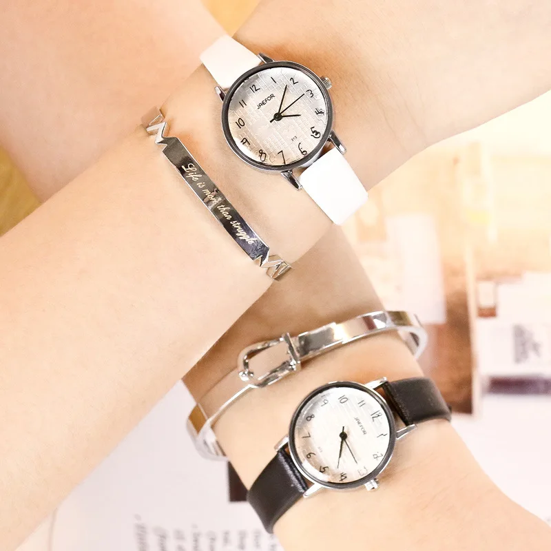 

Jfor Korean-style Fashion Quartz Watch WOMEN'S Watch Fine Leather Belt with Numbers Small Dial Students Watch Women's