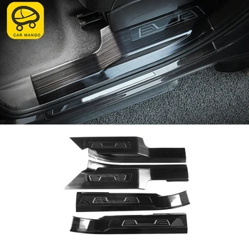 

CARMANGO for Volkswagen VW Atlas Teramont Car Door Sills Scuff Plate Trim Welcome Pedal Threshold Cover Chrome Interior Sticker