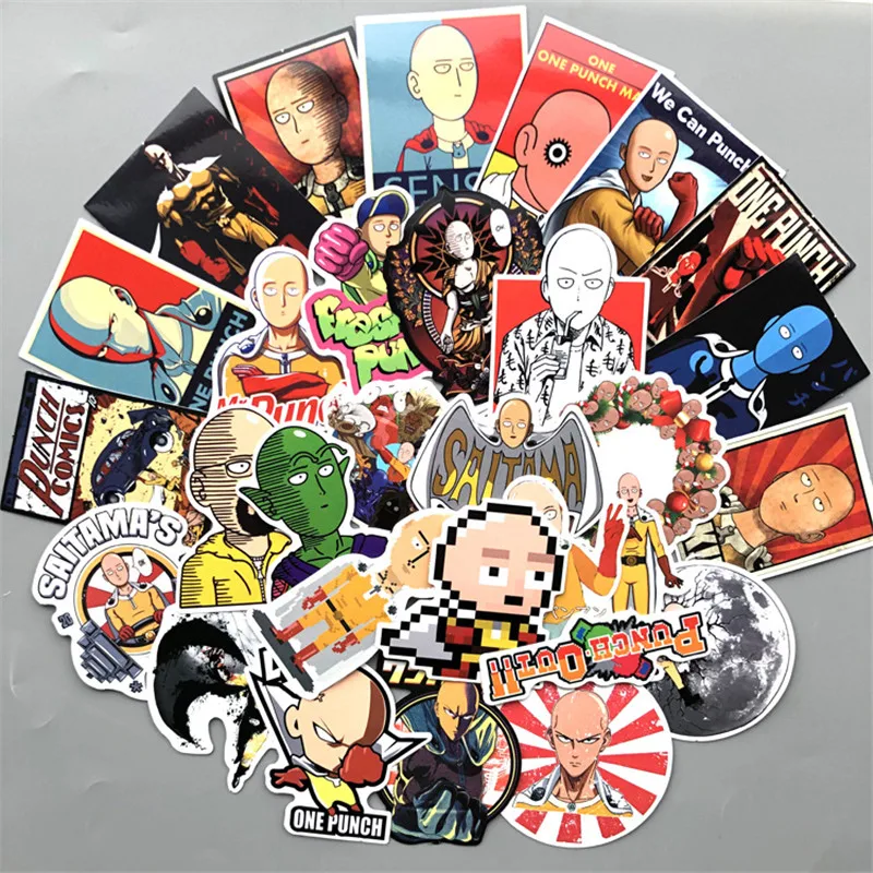 500 шт./лот, аниме, ONE PUNCH-MAN, наклейки, ONE PUNCH MAN, Saitama Genos, багаж, мото, автомобильный чемодан, ноутбук, скейтборд, водонепроницаемый