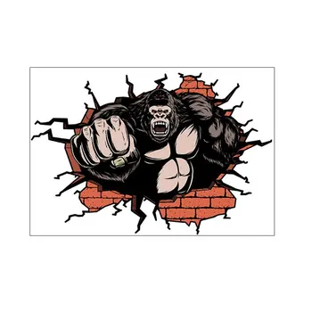

Orangutan Through Wall Sticker 3D Wall Poster Funny Cartoon Wall Paper Baby Room Decorative Sticker For Bedroom