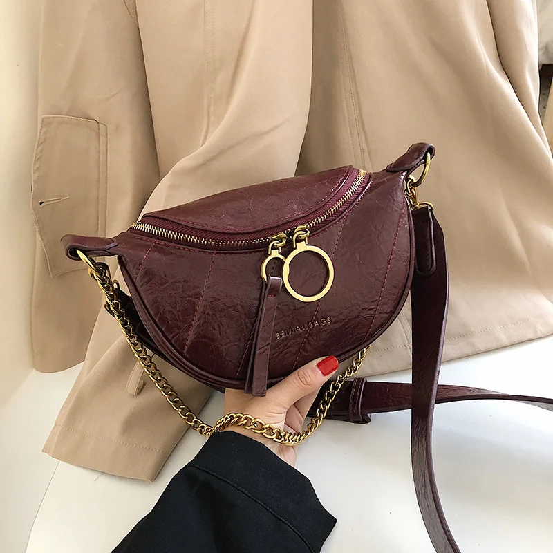 

2019 Autumn New Style Chest Bag Women's Western Style Shoulder Bag Versitile Fashion Circular Ring Chain Shoulder Bag Wallet Fas