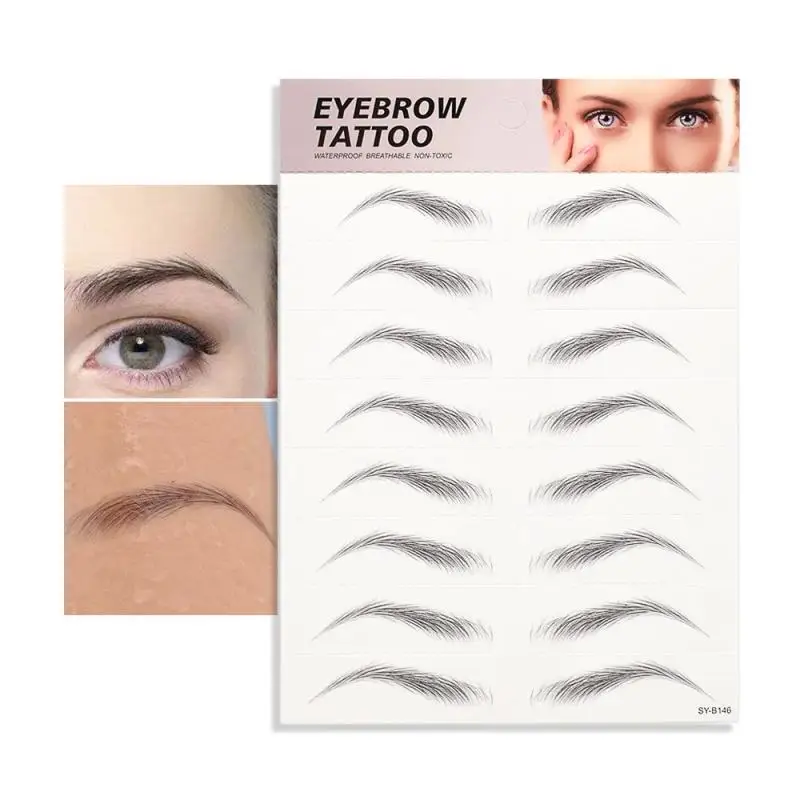 8 pairs Eyebrow Tattoo Sticker Hair-like Natural Brows Look Makeup Waterproof Long Lasting Easy to Wear Adhesive False Eyebrows | Красота и