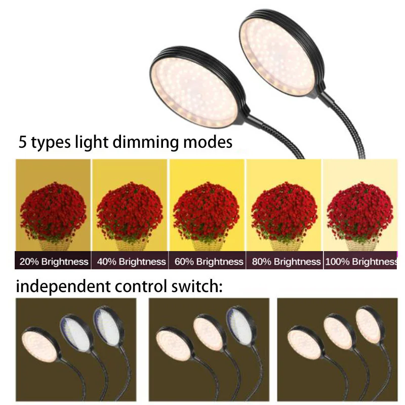 DC 5V USB Timer LED Grow Light Yellow light plant flower growing Phytolamps Desktop Clip Phyto Lamps indoor greenhouse Grow Box