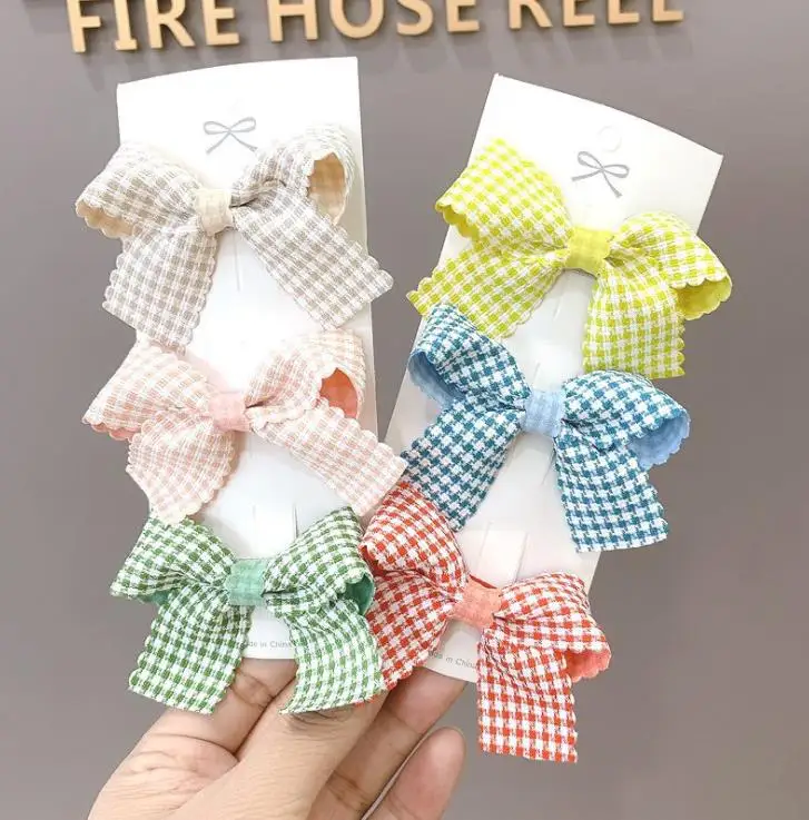 

Cotton Plaid Hair Bows Hair Clips For Cute Girls Bowknots Boutique Barrettes Kids Hair Accessories Hairpins Headwear 2021 new