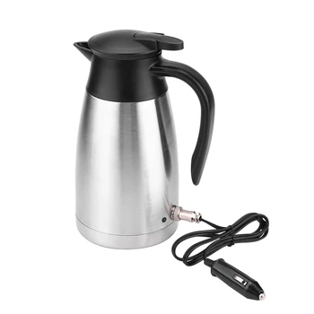 

1000ml Electric Kettle 12V/24V Stainless Steel In-Car Vacuum Insulation Kettle Travel Thermoses 120W/240W Heating Water Bottle​​