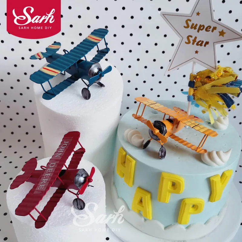Decorations De Gateau D Avion Retro Rouge Bleu Jaune Decorations De Fete D Anniversaire Pour Patisserie Cadeaux Mignons Aliexpress