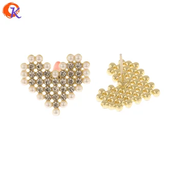 

Cordial Design 50Pcs 18*20MM Jewelry Accessories/Rhinestone Earring Stud/Heart Shape/Imitation Pearl/DIY Making/Earring Findings