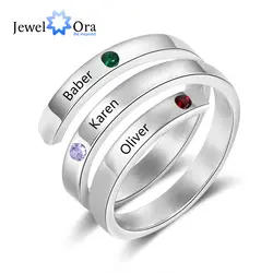 Персонализированные семейный подарок Индивидуальные материнское кольцо с 3 камнях выгравированное имя кольцо женский Модные украшения