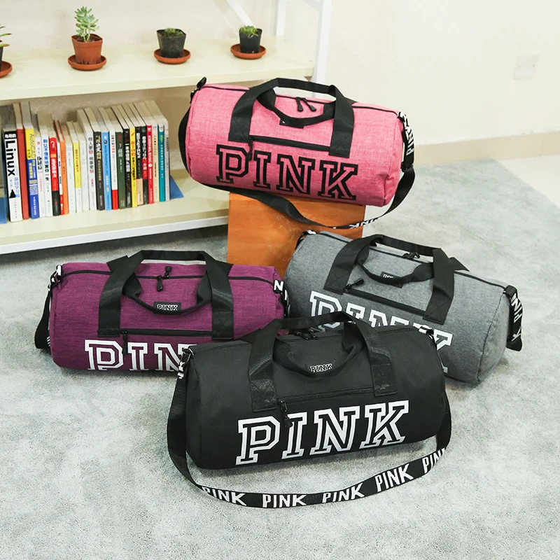 

2020 PINK Letter Gym Bags For Training Bag Tas Fitness Travel Sac De Sport Outdoor Sports Swim Women Dry Wet Gymtas Yoga Women